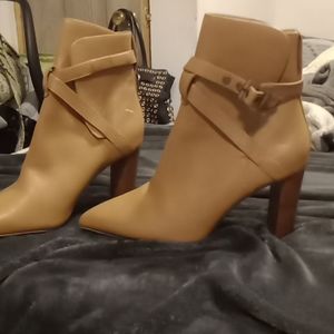 Paige tan leather ankle booties